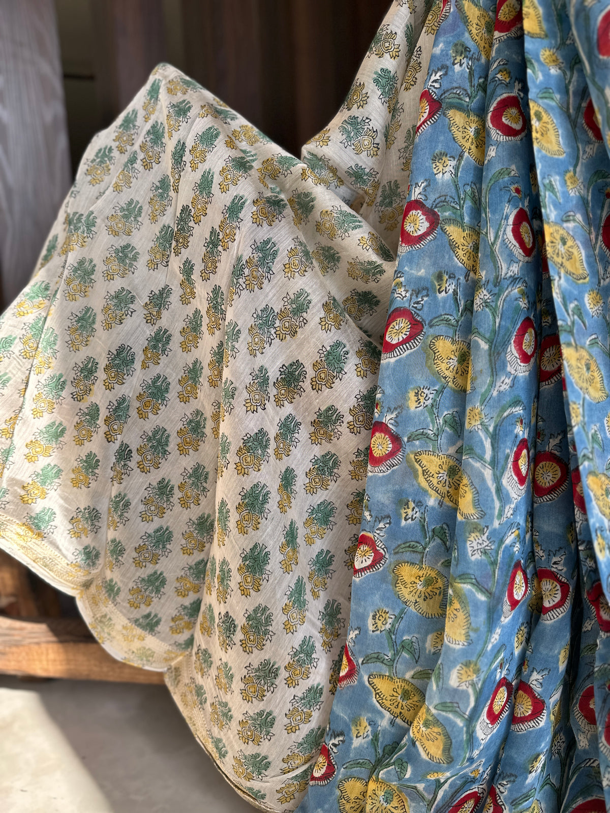 Sea Blue Hues Silk By Cotton Maheshwari Saree