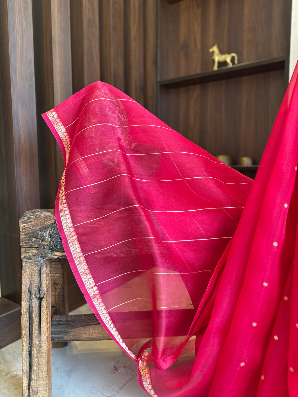Pink Handwoven Pure Kota Organza Saree