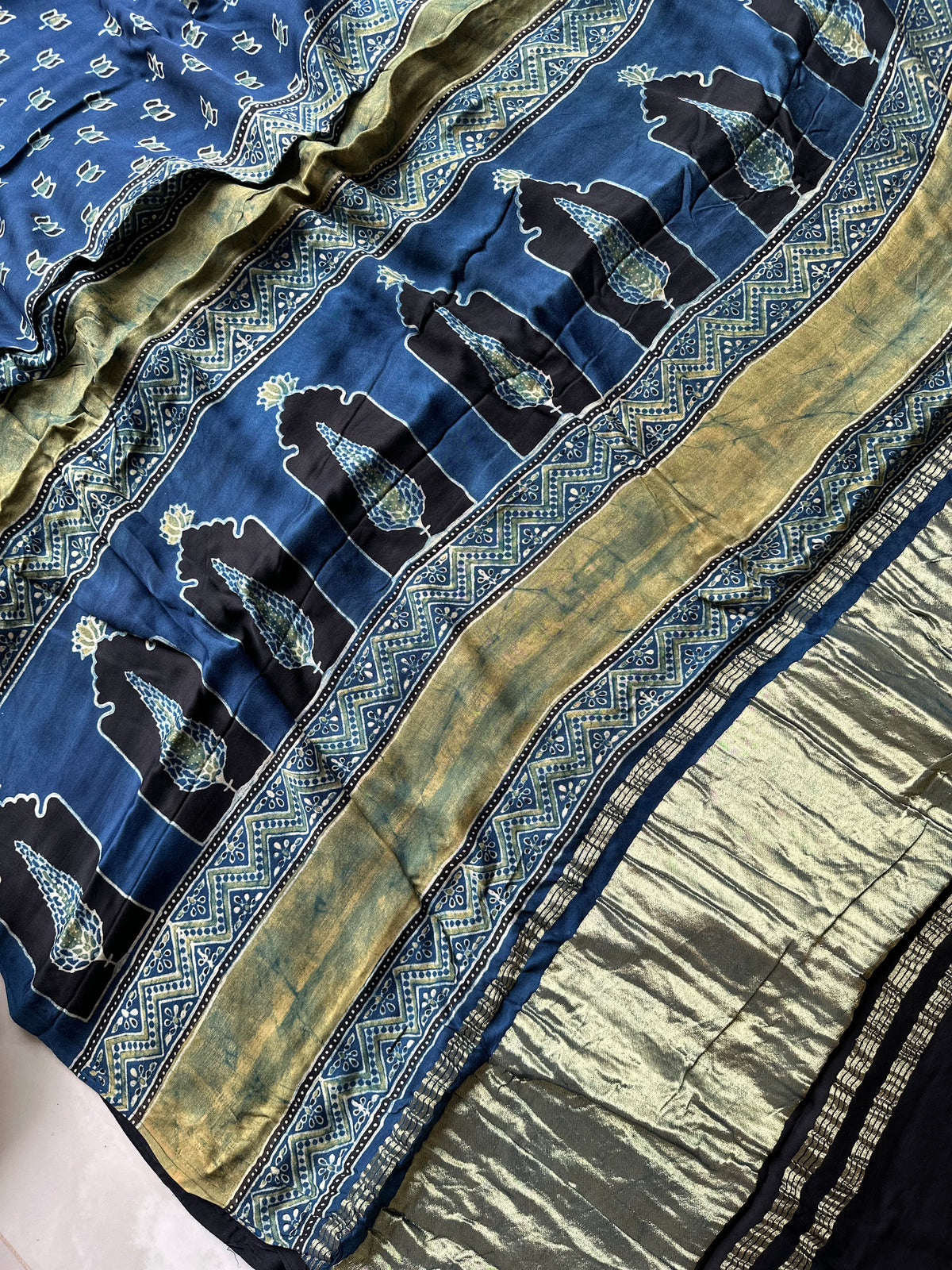 Indigo Pure Modal Silk Saree