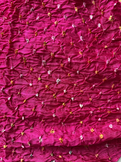 Rani Pink Bandhini Pure Modal Silk Saree