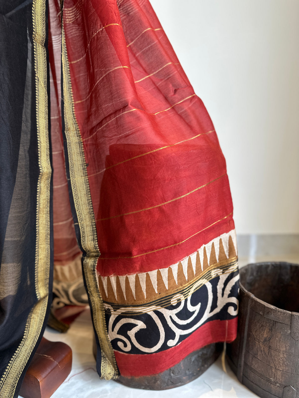 Half and Half Silk By Cotton Maheshwari Saree