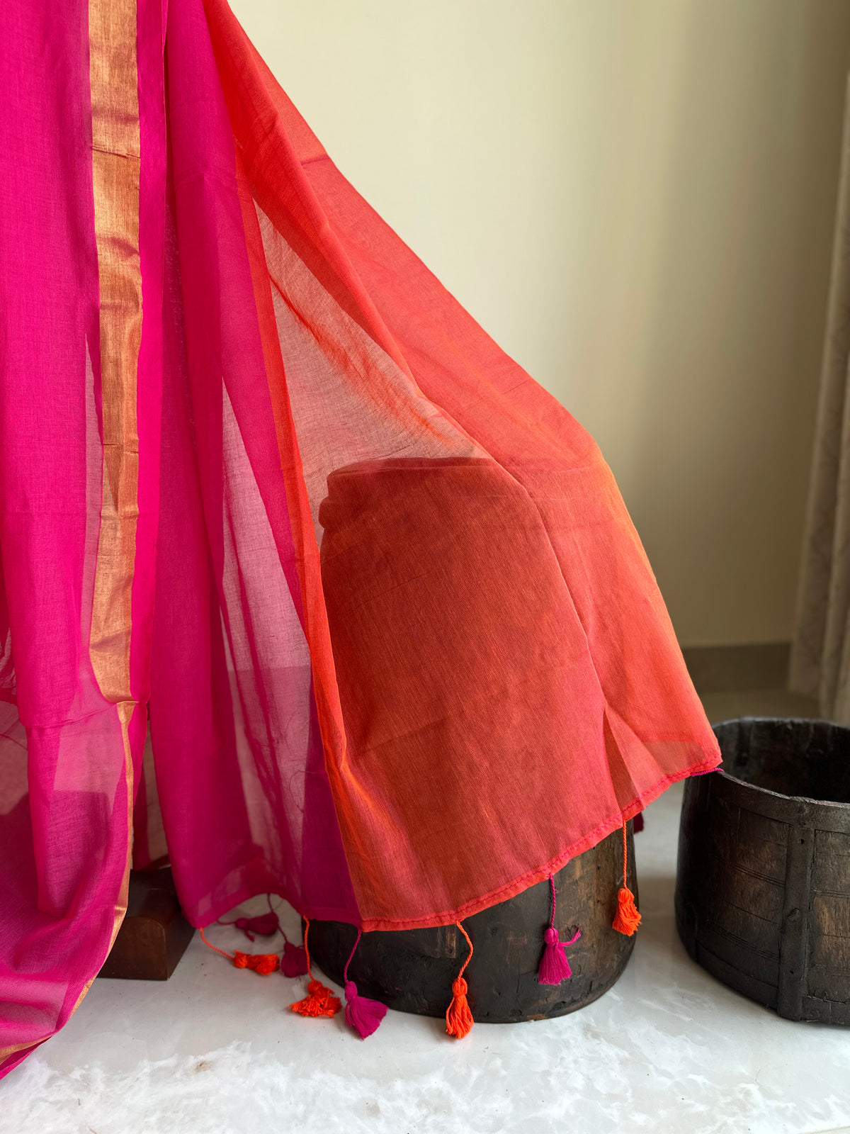 Bollywood hues Authentic Mul Cotton Saree