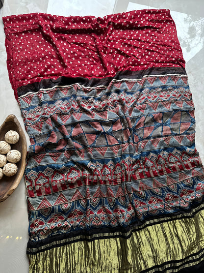 Blood Red Pure Modal Silk Saree