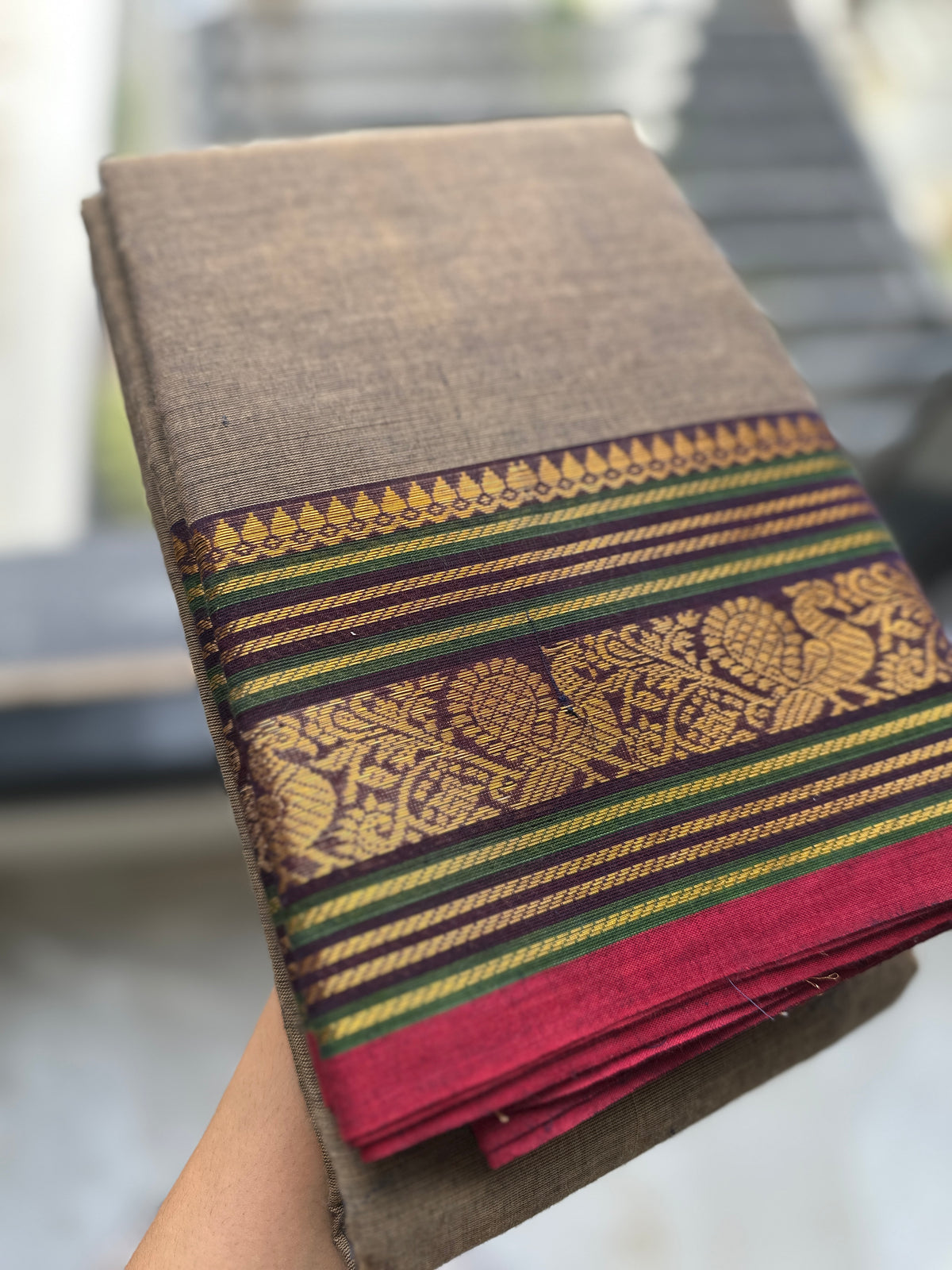 Kanchi Cotton Saree with beautiful zari border