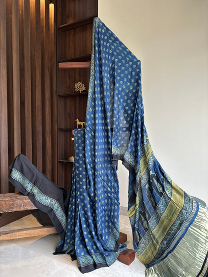 Indigo Pure Modal Silk Saree