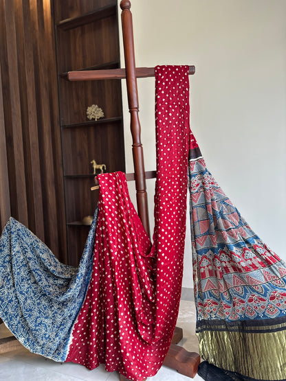Blood Red Pure Modal Silk Saree