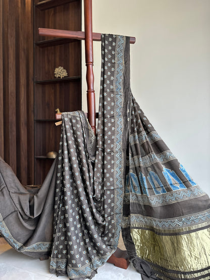 Elephant Grey Pure Modal Silk Saree