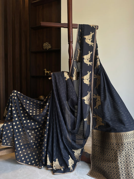 Georgette Owl Motif Saree