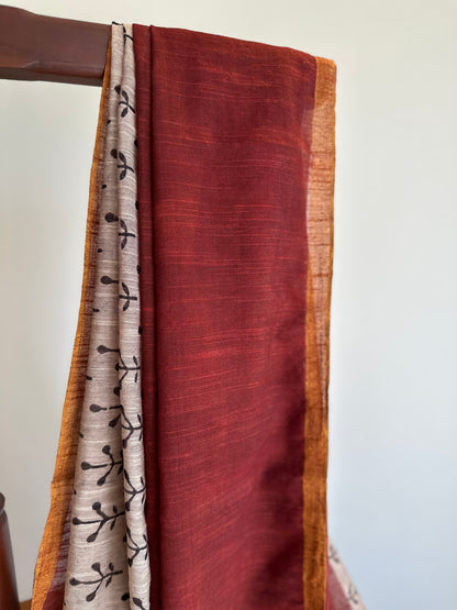 Handblock Linen Cotton saree