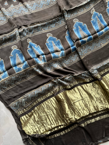 Elephant Grey Pure Modal Silk Saree
