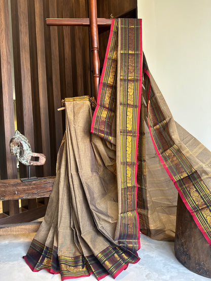 Kanchi Cotton Saree with beautiful zari border