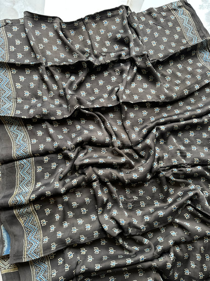 Elephant Grey Pure Modal Silk Saree