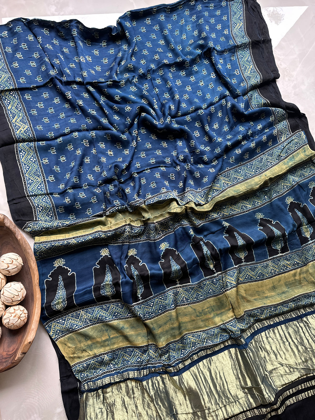 Indigo Pure Modal Silk Saree