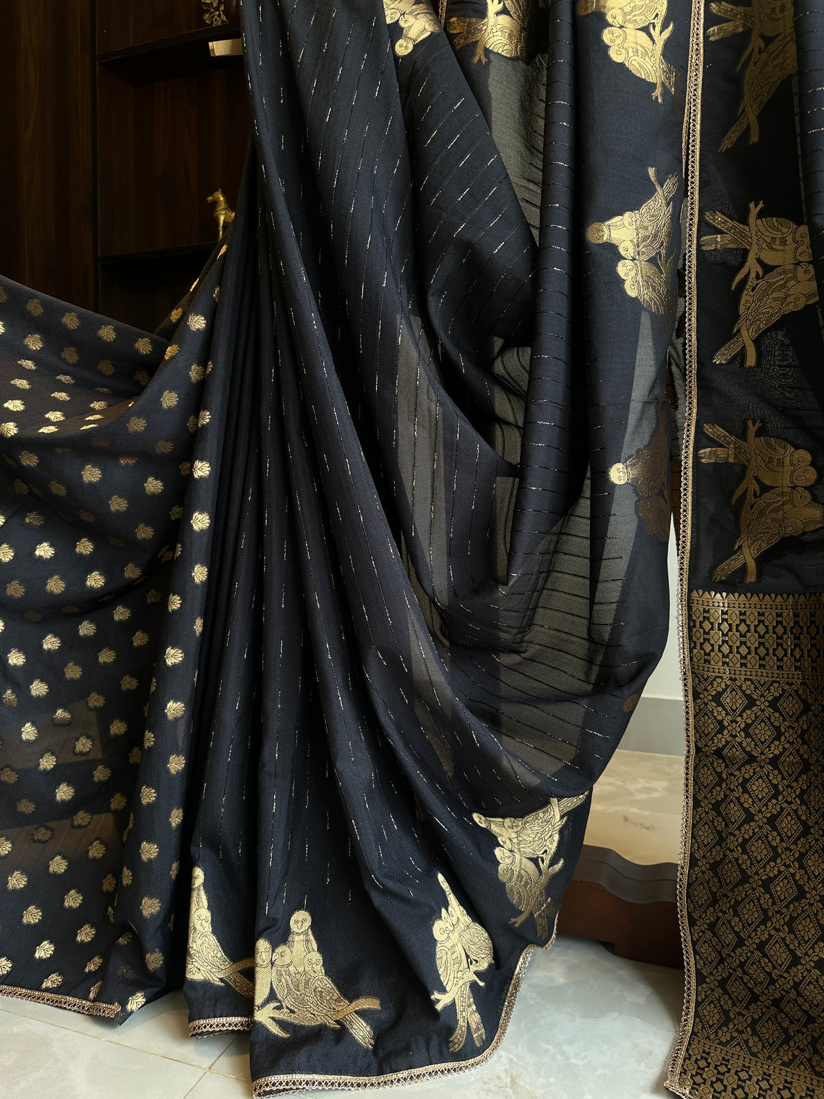 Georgette Owl Motif Saree