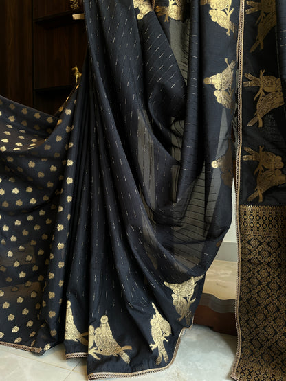 Georgette Owl Motif Saree