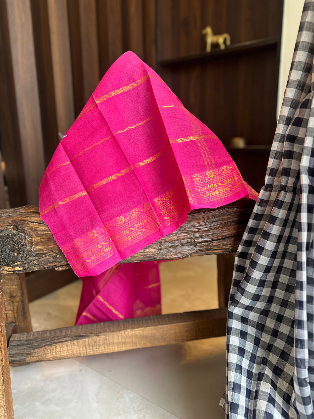 Timeless Checks Authentic Cotton Saree
