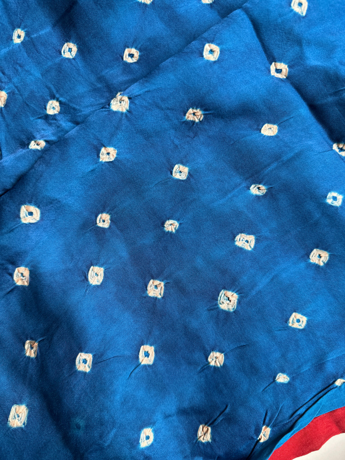 Half and Half Blue Bandhini and Ajrakh Pure Modal Silk Saree