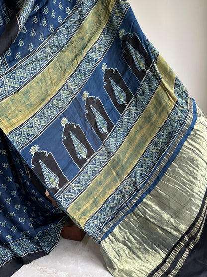 Indigo Pure Modal Silk Saree