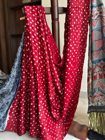 Blood Red Pure Modal Silk Saree