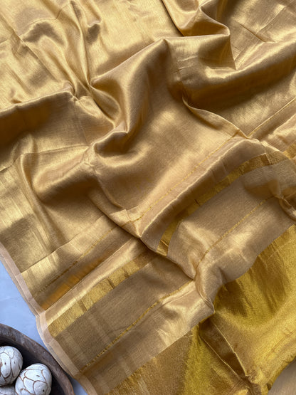 Onam Golden Tissue Authentic Mul Cotton Saree