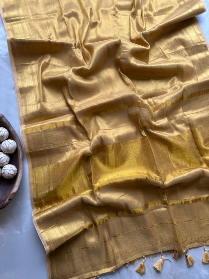 Onam Golden Tissue Authentic Mul Cotton Saree