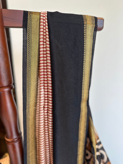 Half and Half Silk By Cotton Maheshwari Saree