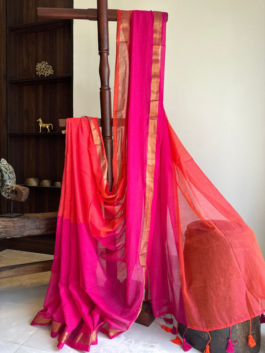 Bollywood hues Authentic Mul Cotton Saree