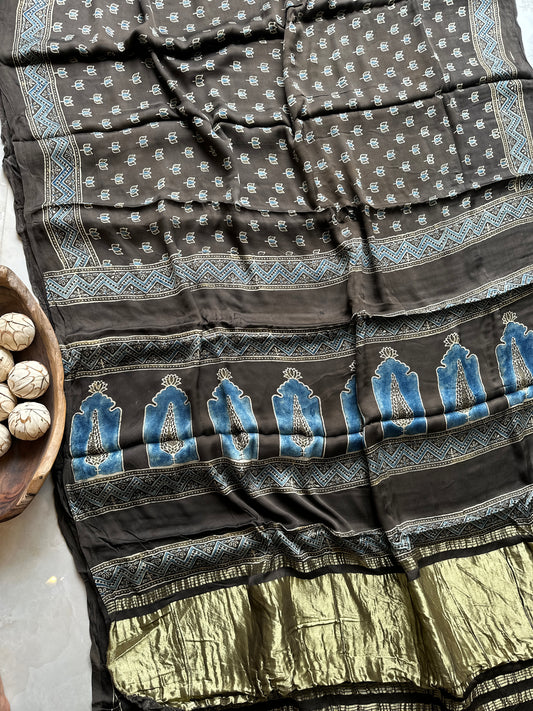 Elephant Grey Pure Modal Silk Saree